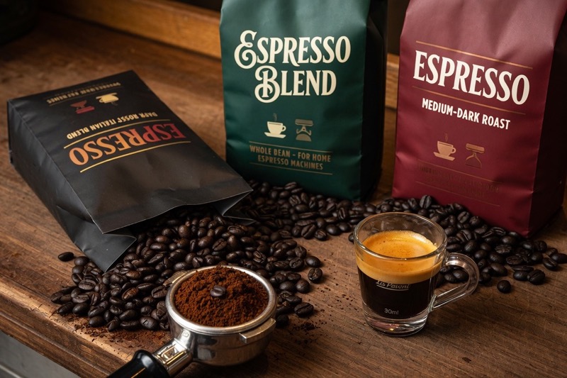 Fresh whole roasted coffee beans, the starting point for grind size and particle consistency in both drip and espresso brewing